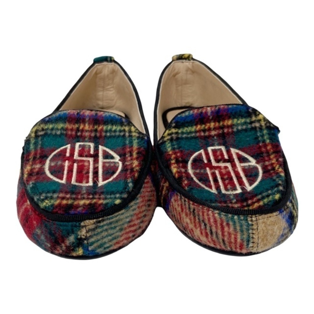 Marley Lilly Monogrammed Plaid Loafers Flats Women's Shoes Size 6 - Picture 3 of 9